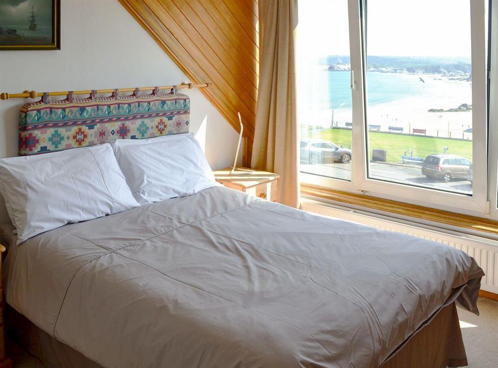 Double bedroom with wonderful sea views at Towan View Loft in Newquay, Cornwall