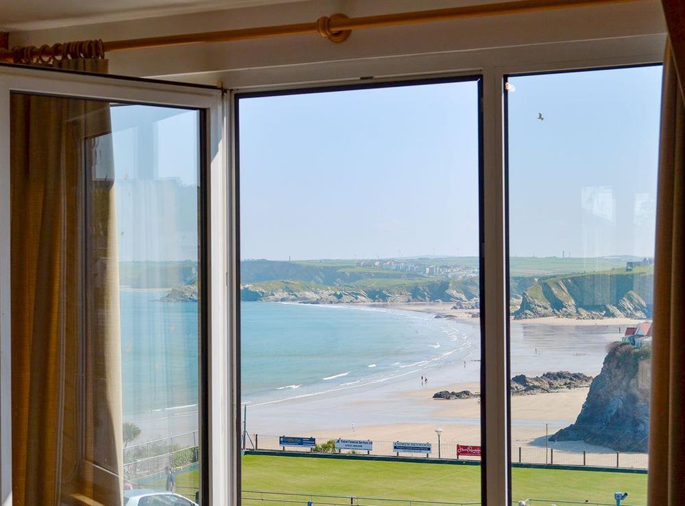 Fantastic sea views from the double bedroom at Towan View Loft in Newquay, Cornwall