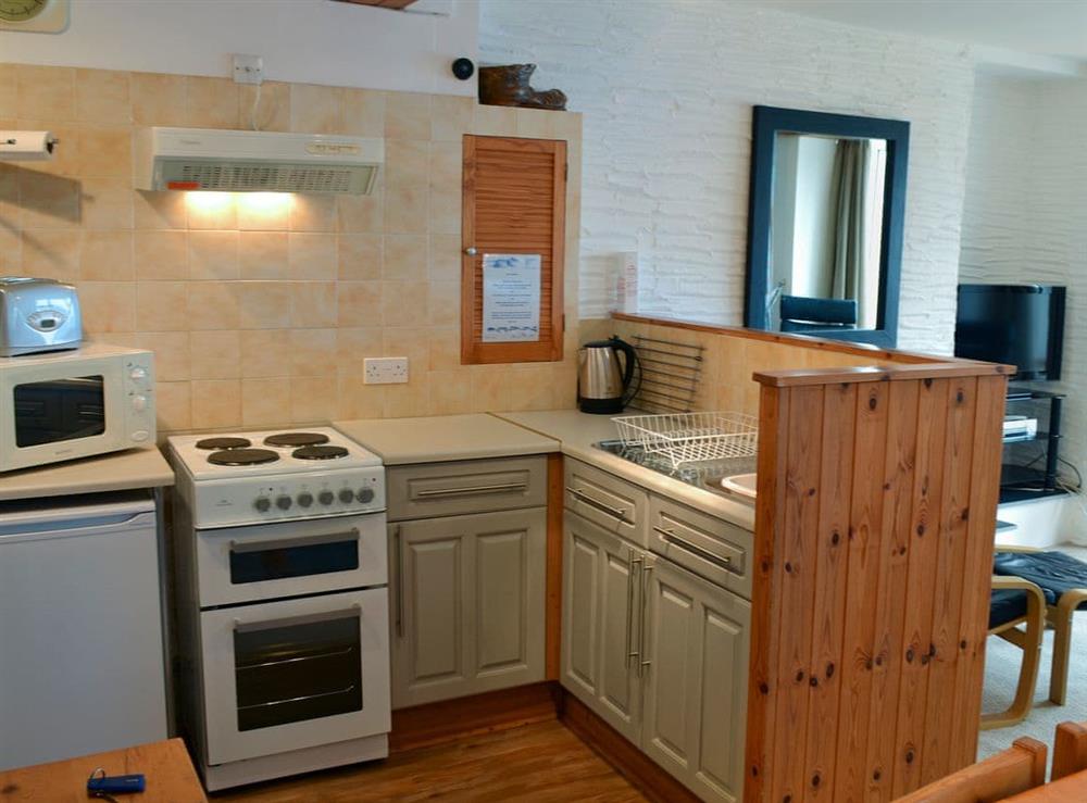 Compact, well equipped kitchen at Towan View in Newquay, Cornwall