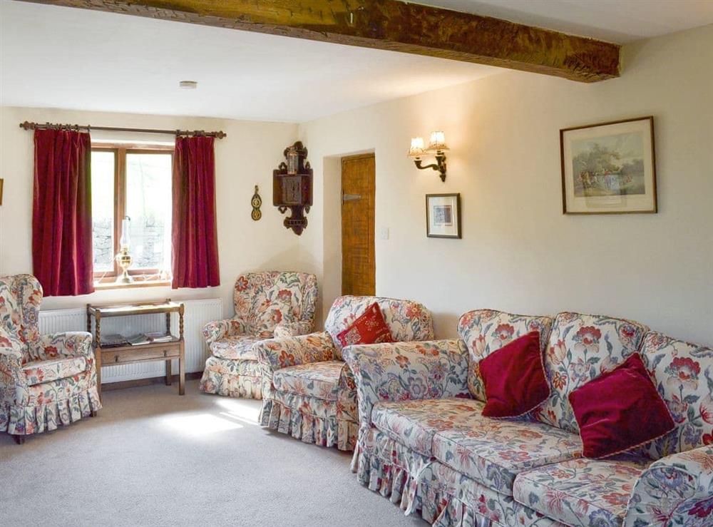 Spacious living room at Townfield Farm in Kettleshulme, near Whaley Bridge, Derbyshire