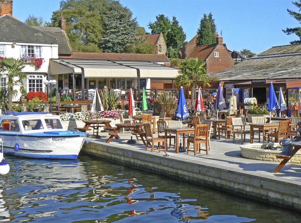 Bustling waterside attractions at Tracara in Horning, Norfolk