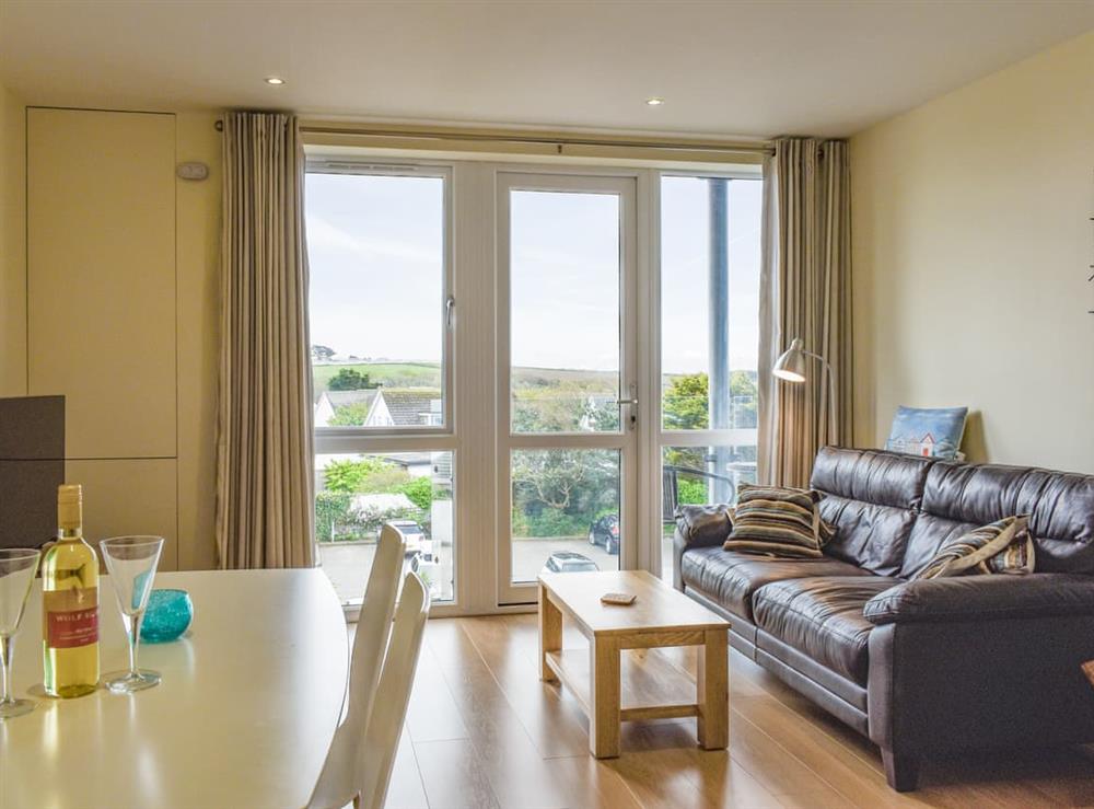 Open plan living space at Tre Lowen in Newquay, Cornwall