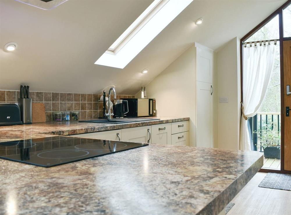 Light and airy kitchen at Tree View Lodge in Uggeshall, Suffolk