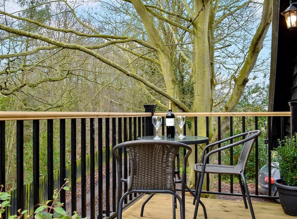 Peaceful balcony area at Tree View Lodge in Uggeshall, Suffolk