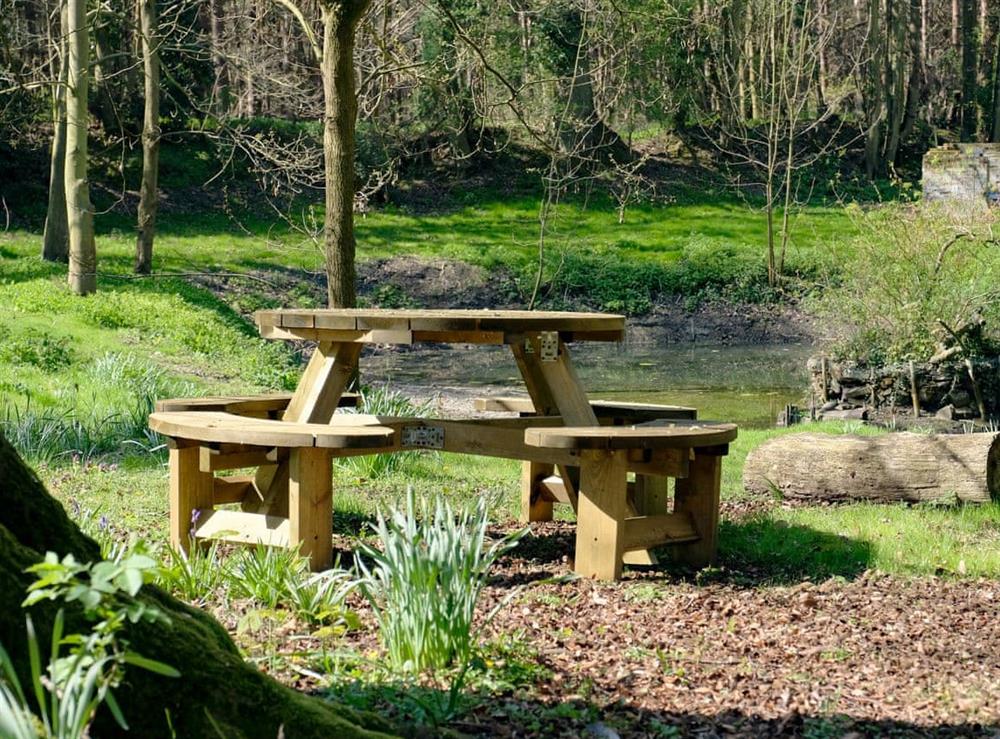 Sitting-out-area at Tree View Lodge in Uggeshall, Suffolk