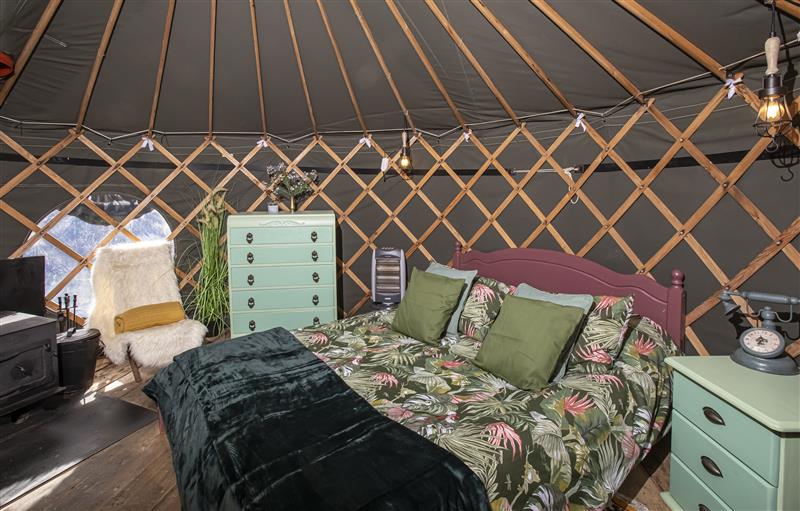 One of the bedrooms at Treehouse Yurt, Felindre near Beguildy