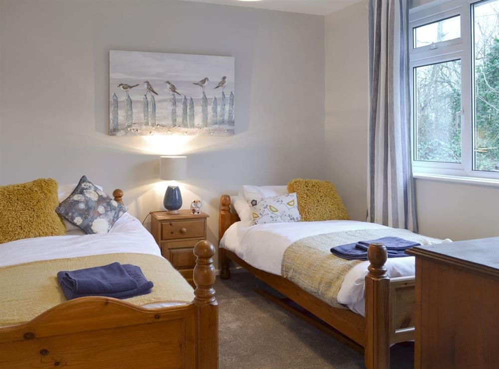 Comfortable ground floor twin bedroom at Treen in Lansallos, near Looe, Cornwall