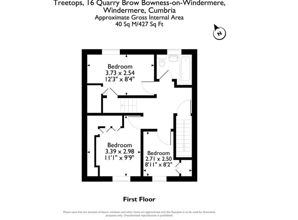 Floor plan of first floor at Treetops** in , Bowness