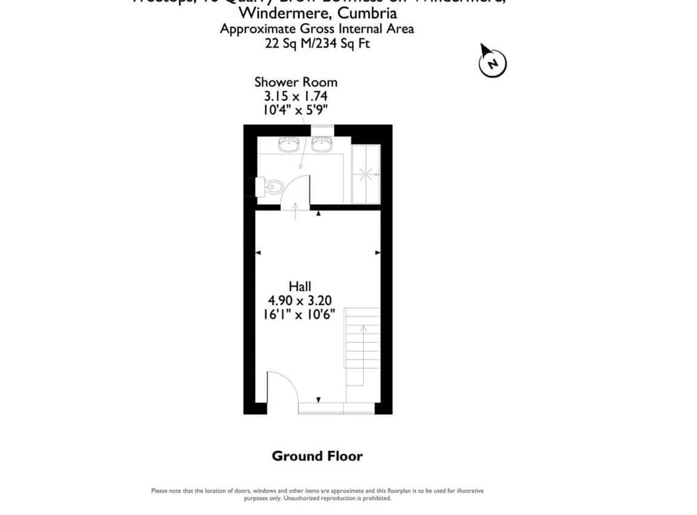 Floor plan of ground floor at Treetops** in , Bowness