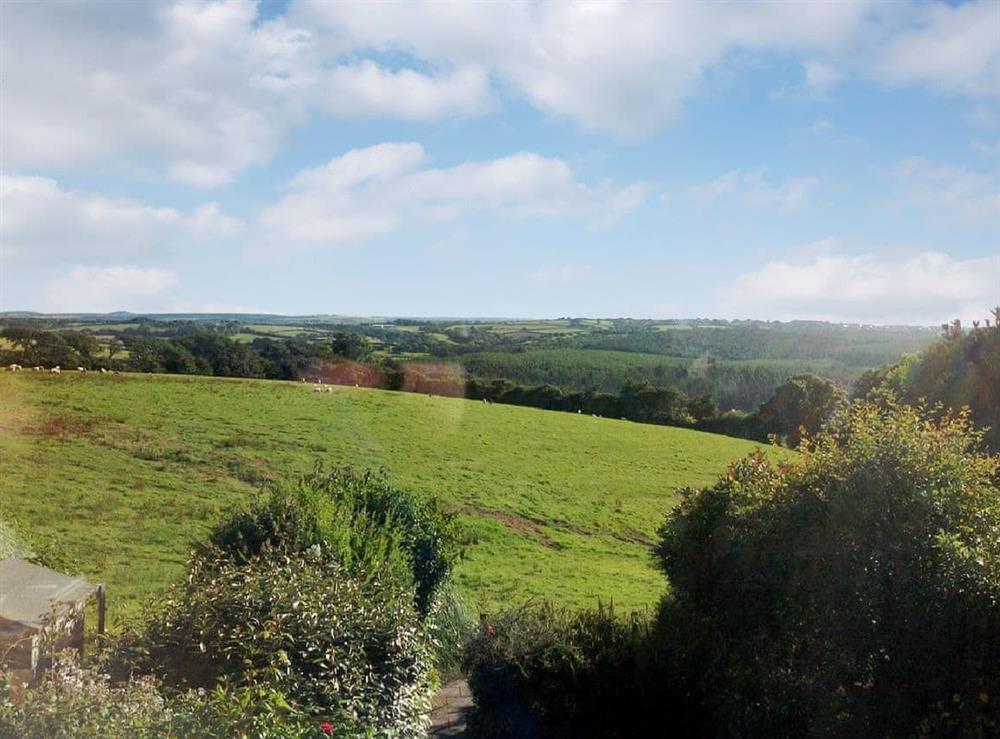 Wonderful countryside views from the upstairs living room at Treetops in Whitstone, near Bude, Cornwall