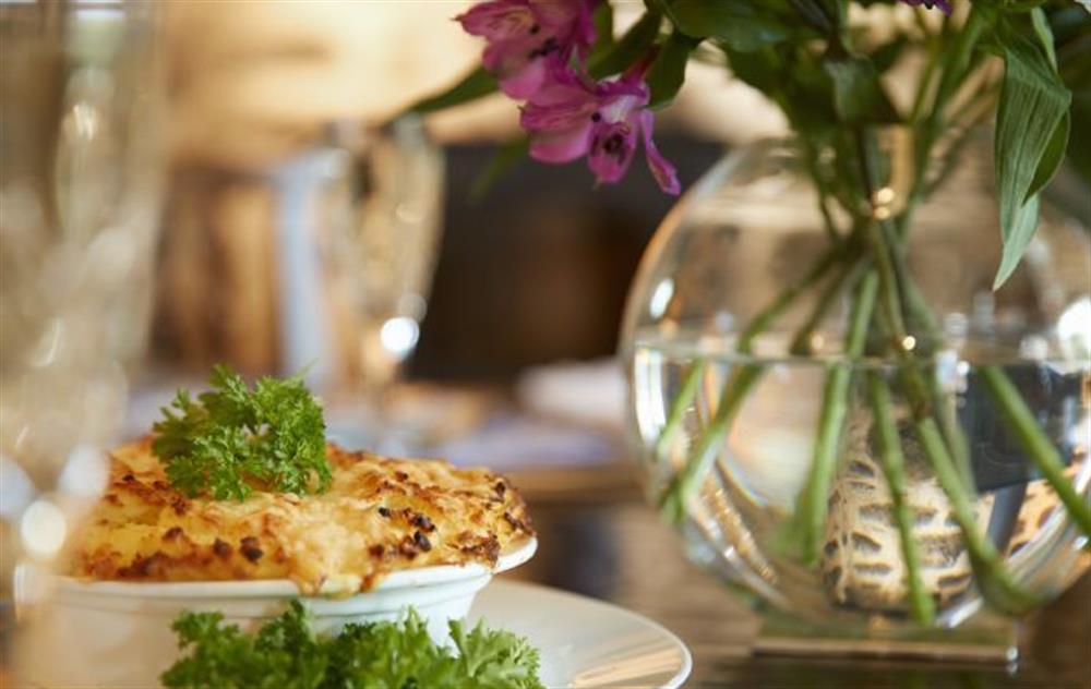 A delicious fish pie will be waiting for you on your arrival at Tregadjack Farmhouse, Tregathenan