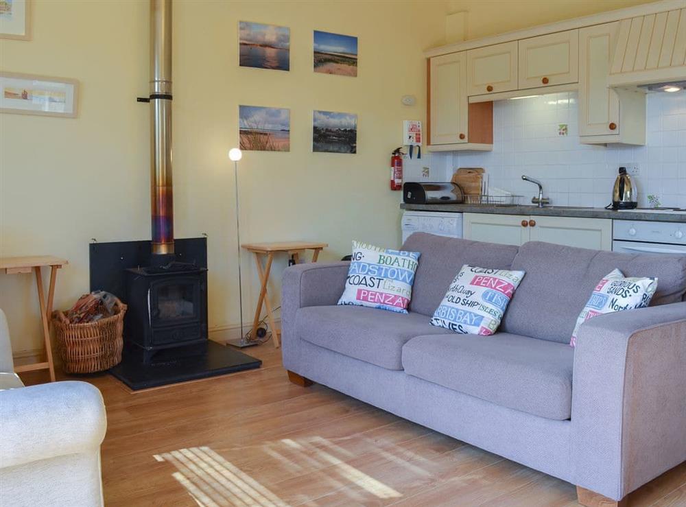 Charming wooden-floored living area at Tregella Farm Cottage in Near Padstow, Cornwall