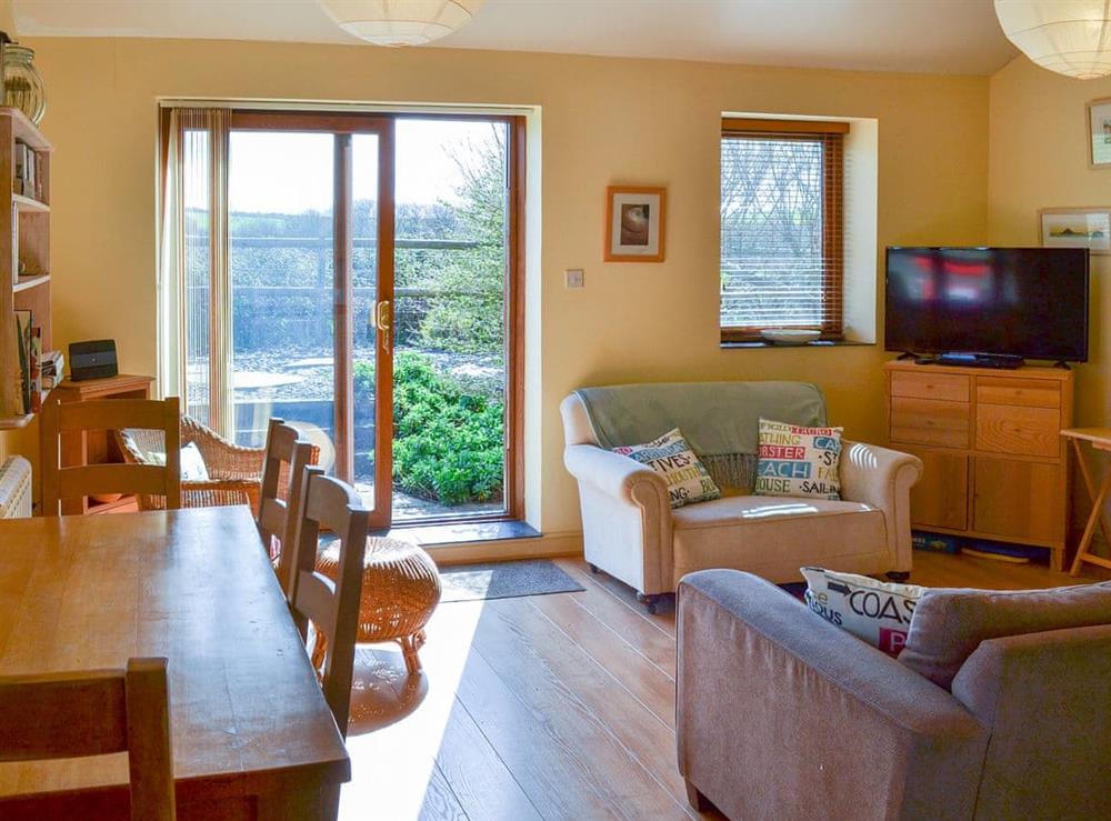 Lovely lighta nd airy open plan living area at Tregella Farm Cottage in Near Padstow, Cornwall