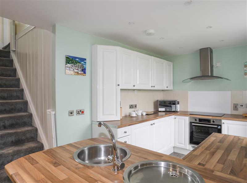 This is the kitchen at Tregynrig Bach, Cemaes Bay