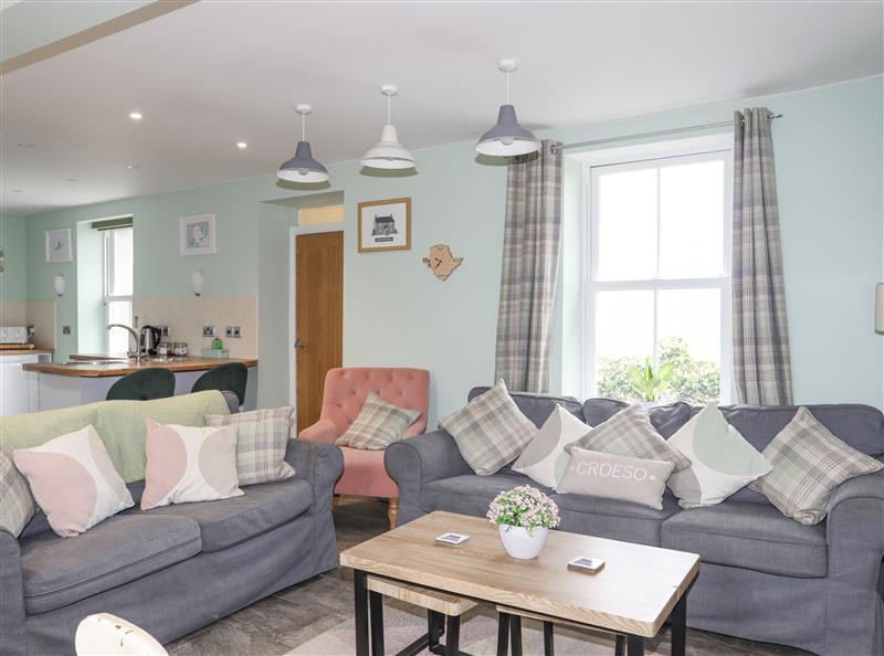 This is the living room at Tregynrig Bach, Cemaes Bay