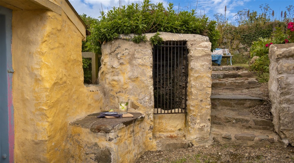 The garden steps at Treleddyd Fawr Cottage in Haverfordwest, Pembrokeshire