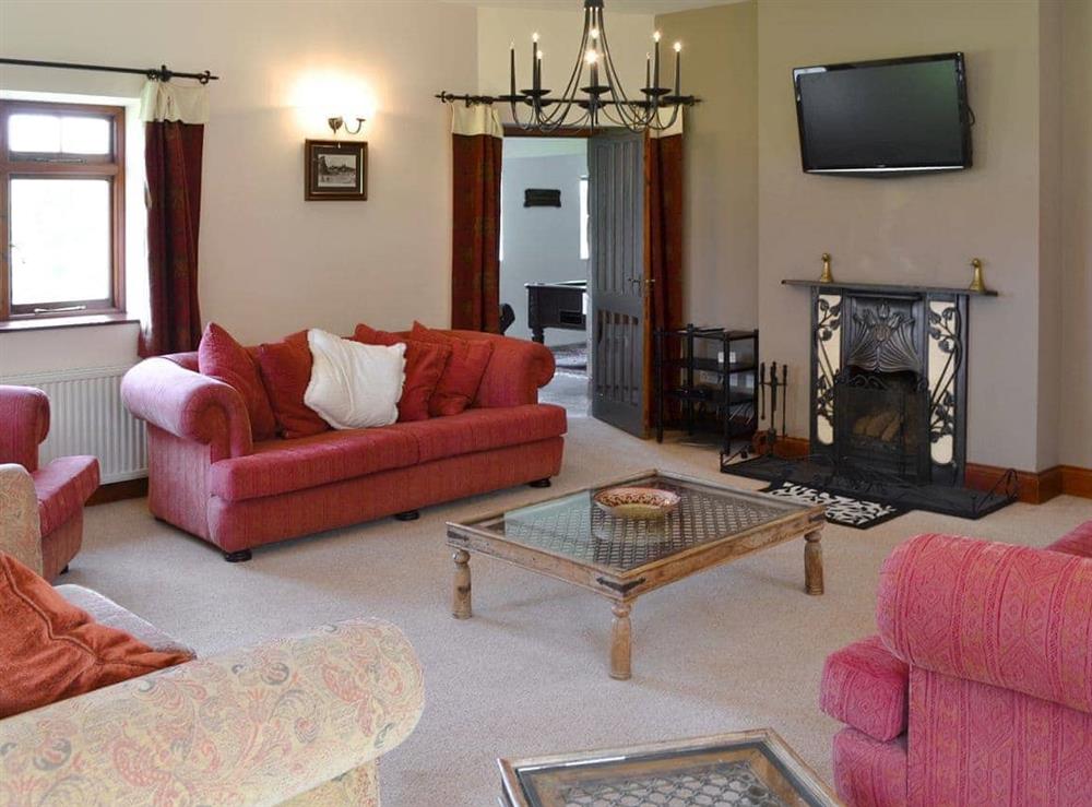 Spacious living room at Trescowthick Barn in St Newlyn, Cornwall
