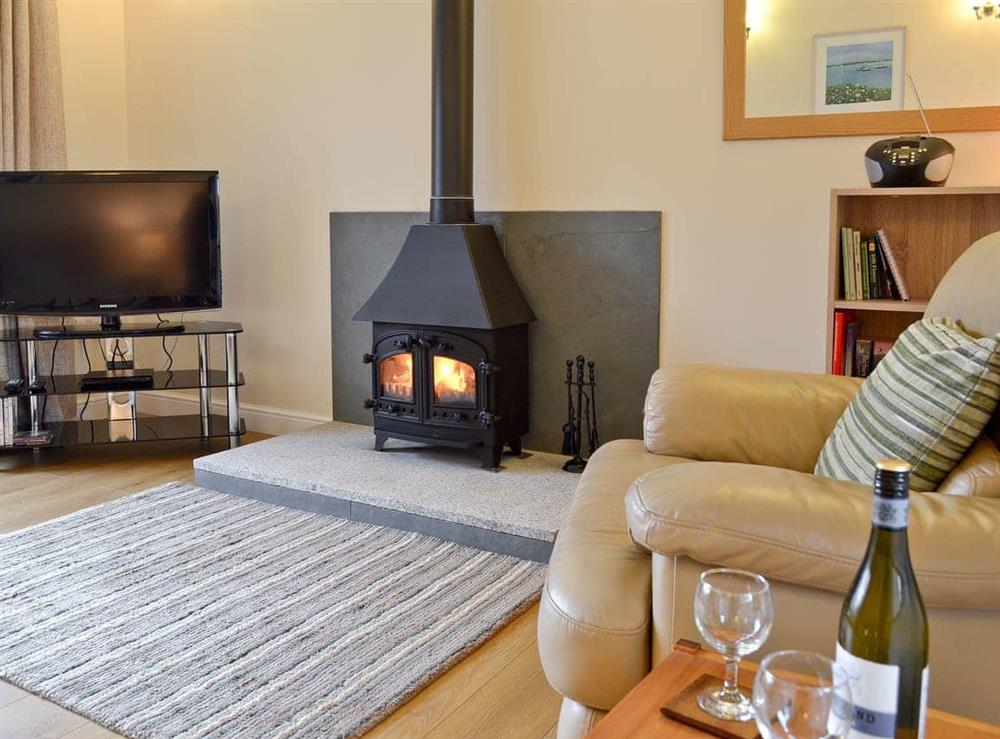 Living room with wood burning stove (photo 2) at Tresidder Barn in Constantine, near Falmouth, Cornwall