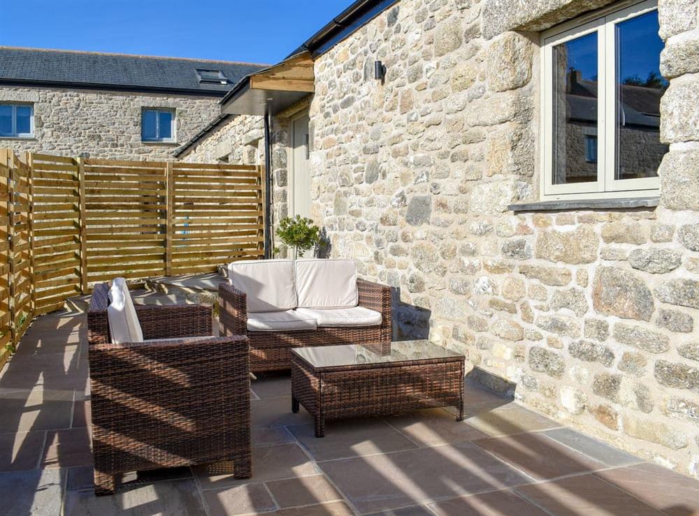 Sitting-out-area at Treskilling Barn, in Bodmin, Cornwall