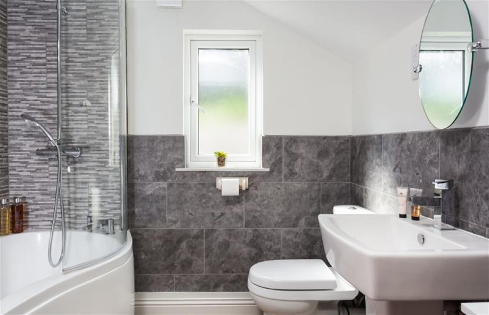 Trevarrow, Cornwall: Family bathroom on the higher first floor at Trevarrow Cottage, Coverack