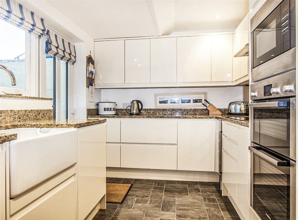Kitchen area at Trevellas in Portscatho, Cornwall