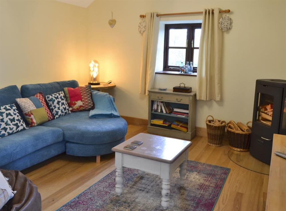 Cosy living area at Trevellyan Barn in St Austell, Cornwall