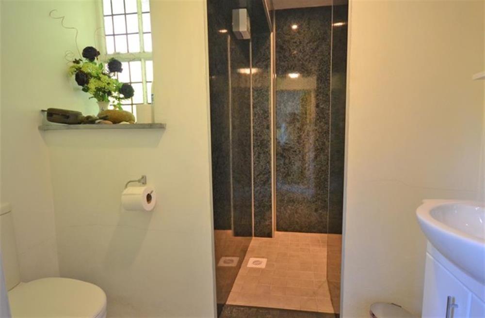 The super modern shower room en suite to the ground floor bedroom. at Treverbyn Vean Lodge in St Neot