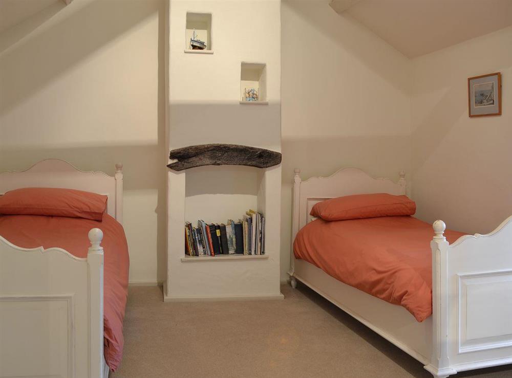 Twin bedroom at Treveth Cottage in Lamorna, near Penzance, Cornwall, England