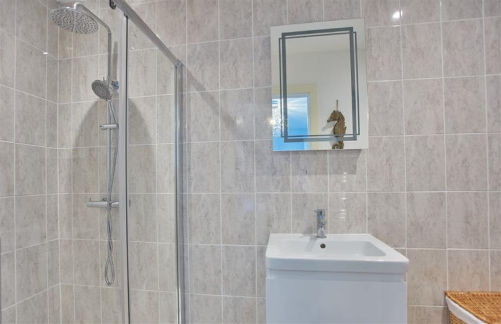 Treveth Lowen, Cornwall: Bedroom onefts en-suite with shower at Treveth Lowen, St Minver