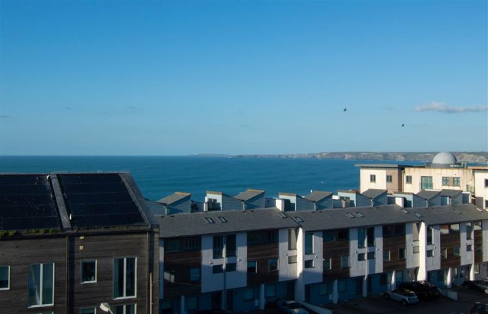 Panoramic sea view from the balcony at Trevose Penthouse, Newquay