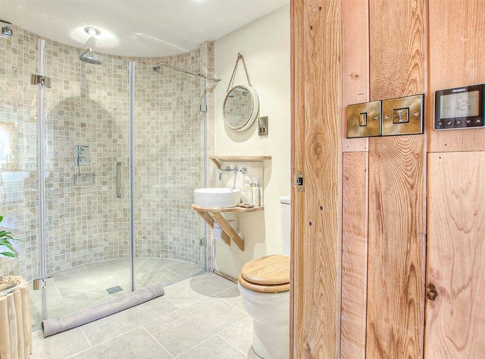 This is the bathroom at Trewalter Treehouse in Brecon, Brecon Beacons, Powys