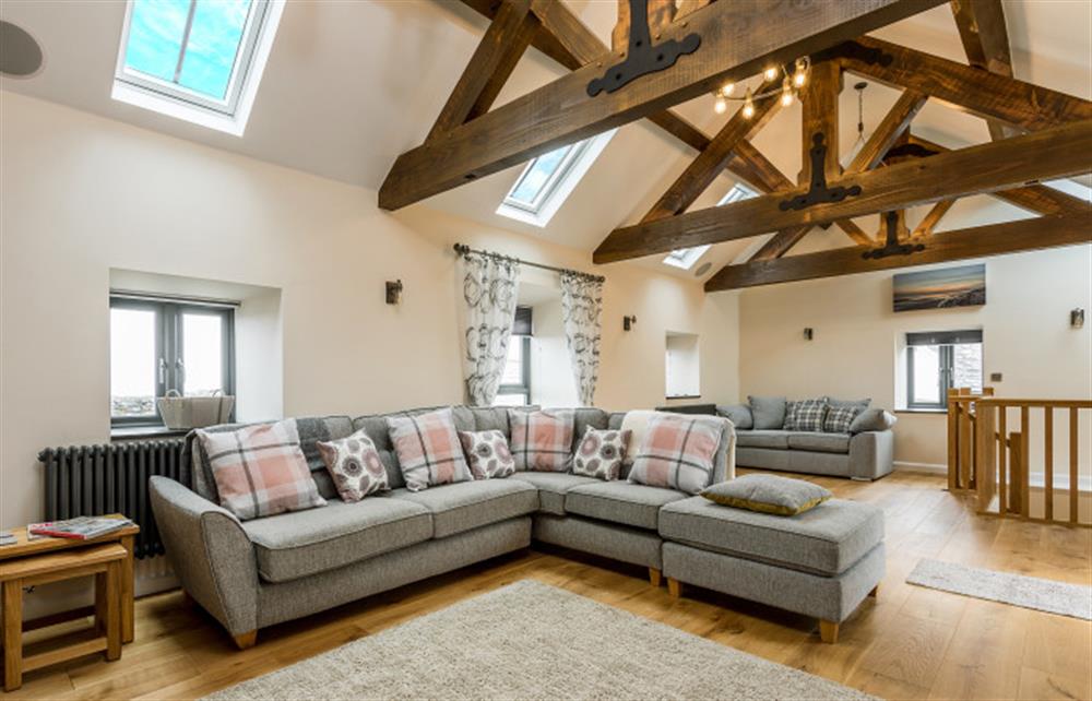 The beautiful bright and spacious lounge  at Trewethan Barn, Tintagel