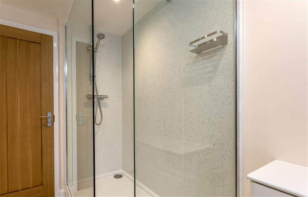 The large walk in shower in the en-suite  at Trewethan Barn, Tintagel