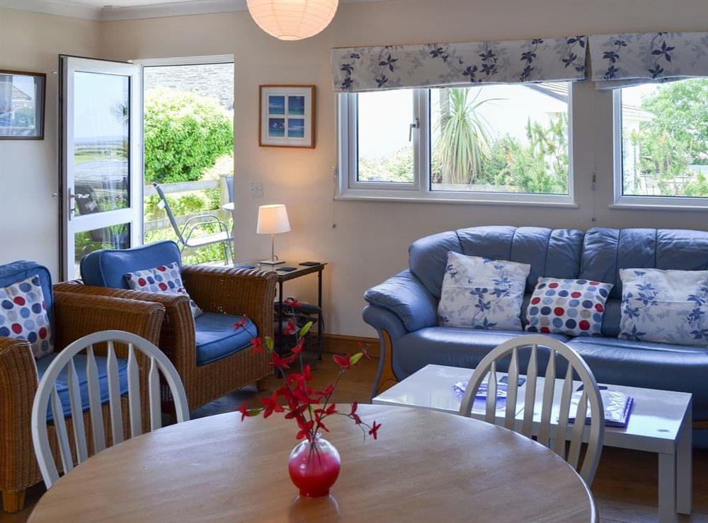 Open plan living space at Treyarnon in St Merryn, near Padstow, Cornwall