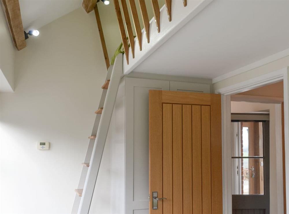Steps from single bedroom to area with cabin bed at Trezeal View in North Hill, Cornwall