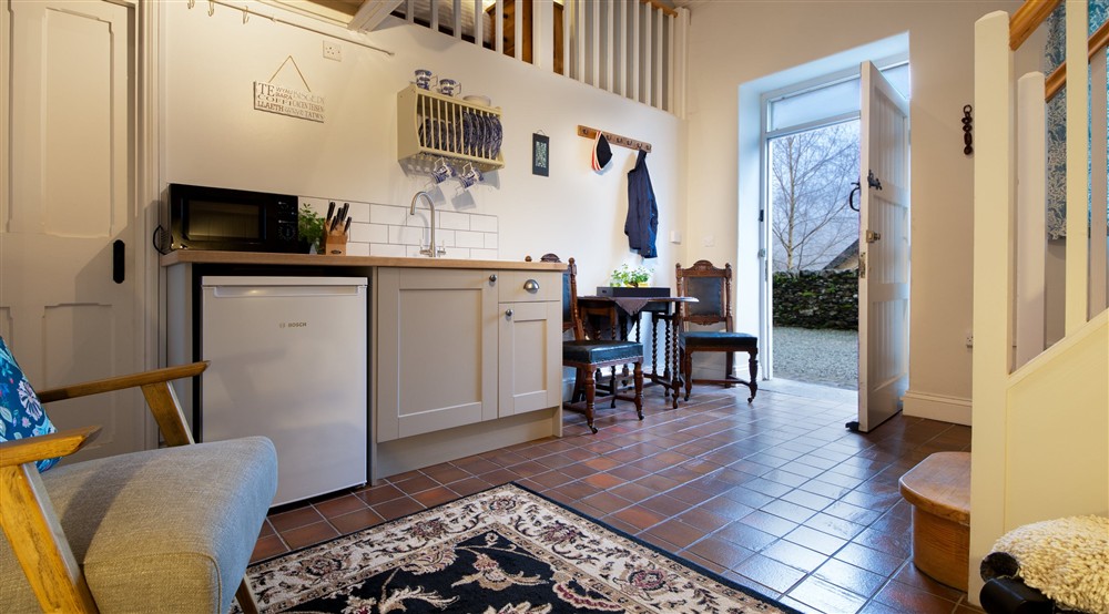 The open-plan ground floor at Trinity Cottage in Exeter, Devon