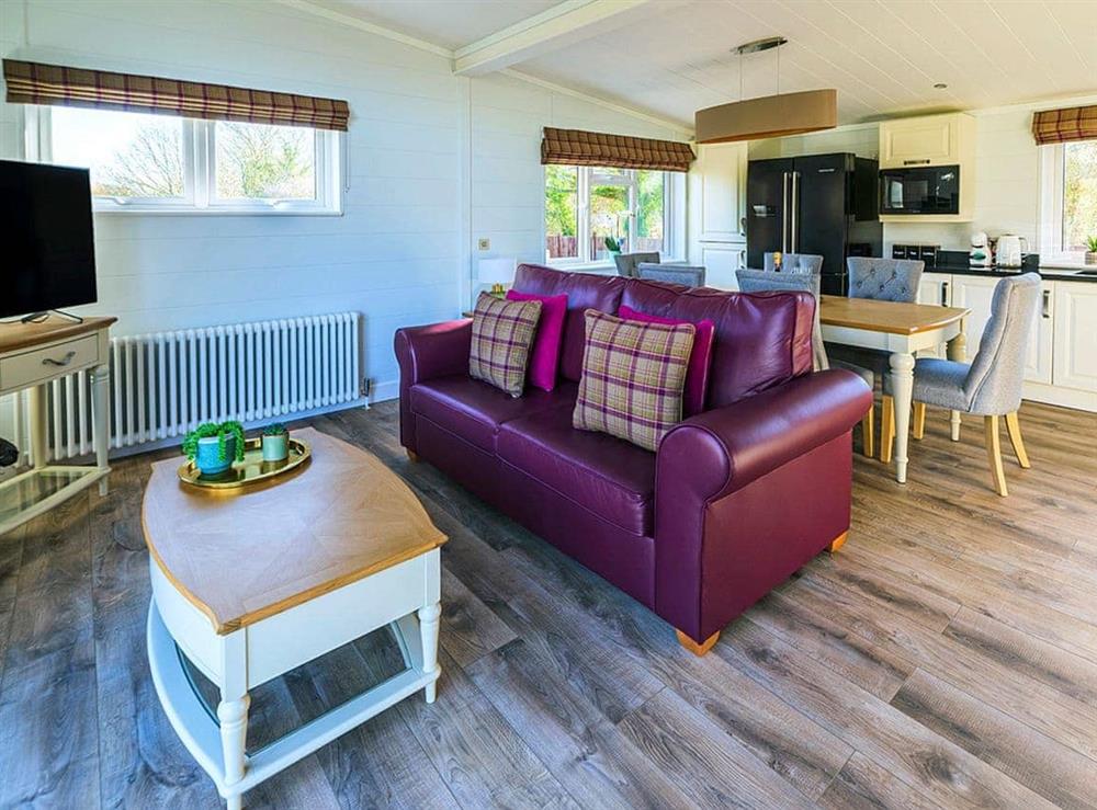 Open plan living space at Trinity Lodge in Bourn, Cambridgeshire