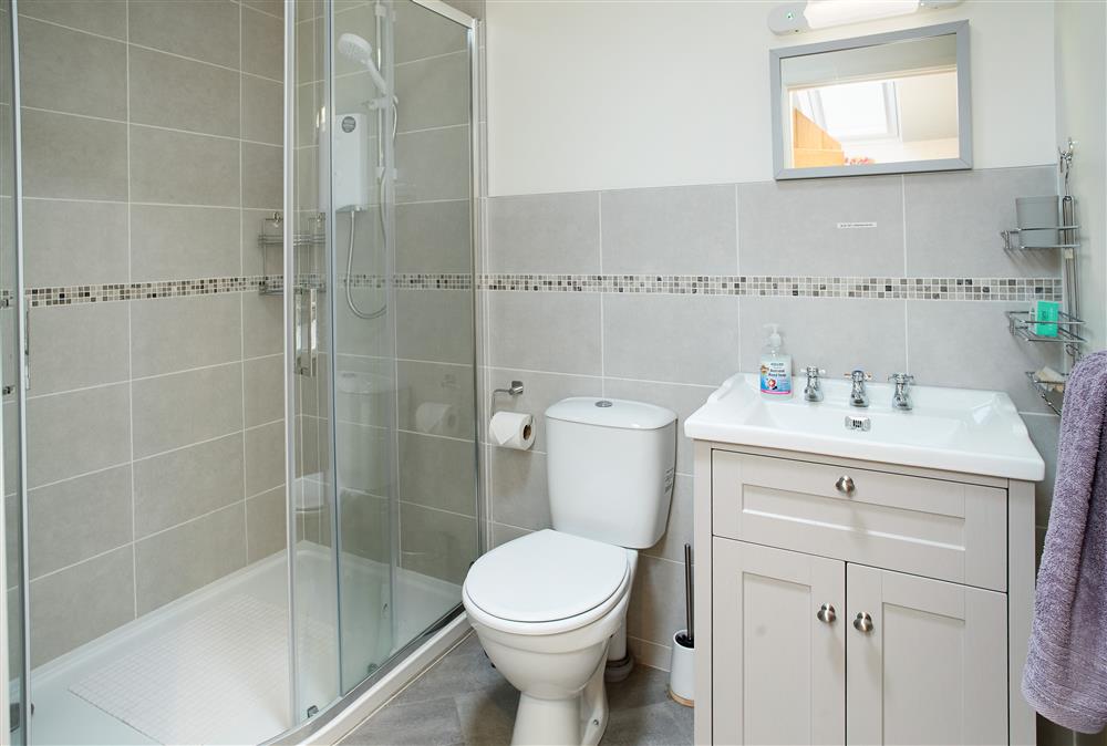 En-suite shower room to bedroom one at Troedrhiwfawr, Aberystwyth