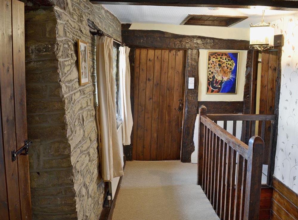 Panelled hallway at Trowley Farmhouse in near Painscastle, Hay-on-Wye, Powys