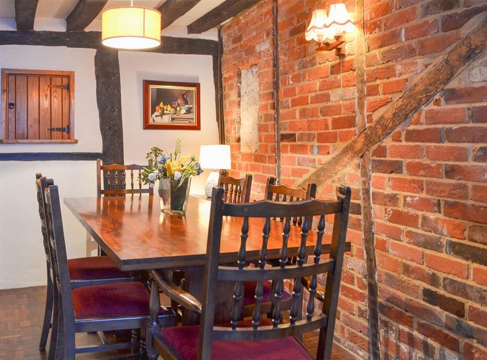 Lovely beamed dining room at Tudor Cottage in Romsey, Hampshire