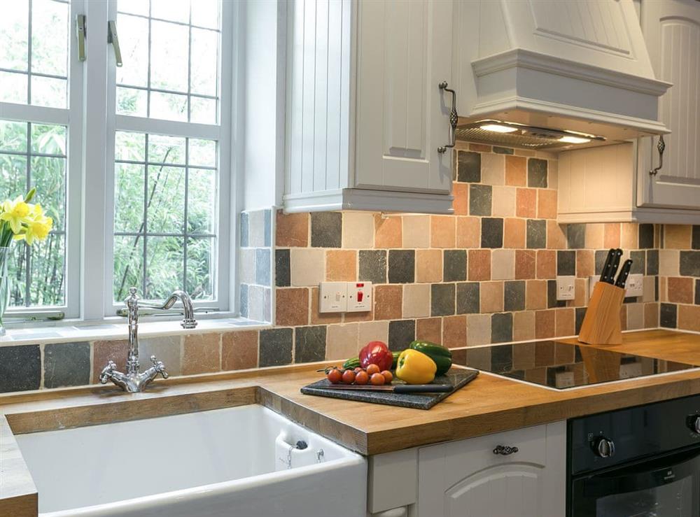 Kitchen with Belfast sink at Twisly North Lodge in Catsfield, near Battle, Sussex, East Sussex
