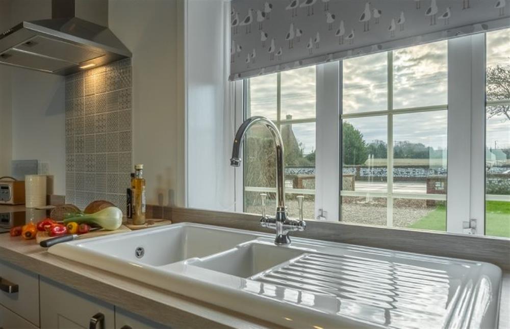 Ground Floor: Views from the kitchen sink at Twitchers Cottage, Titchwell near Kings Lynn