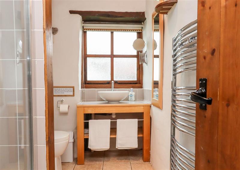 The bathroom at Two Shoes Cottage, Sourton near Sourton Down