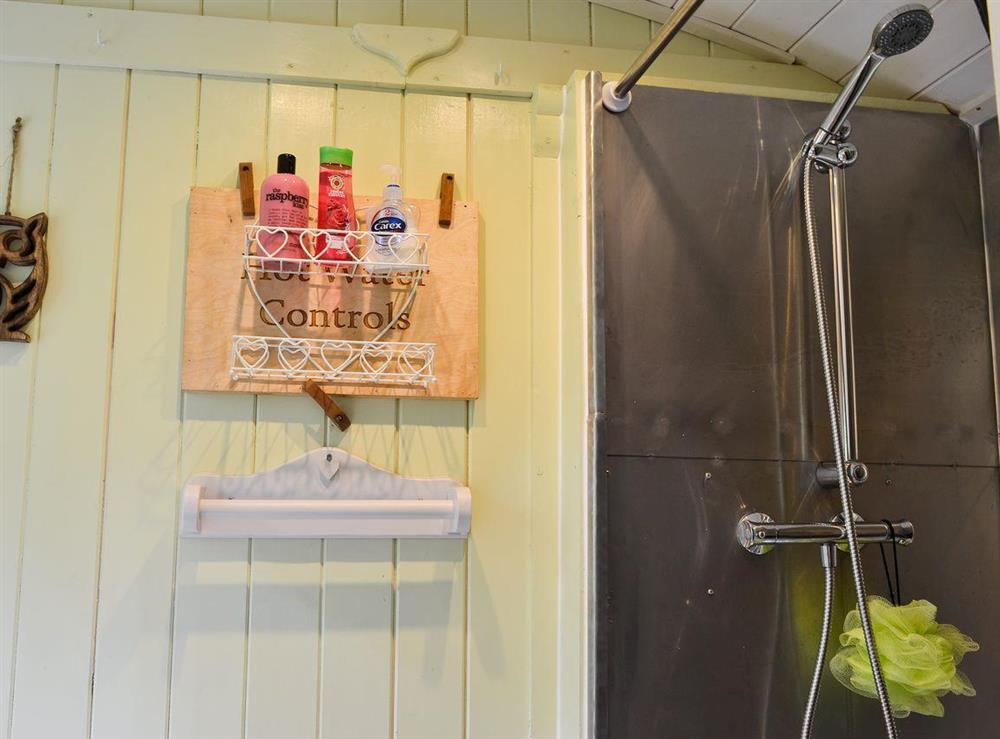 Shower room at Ty Bach Shepherds Hut in Franksbridge, near Builth Wells, West Yorkshire