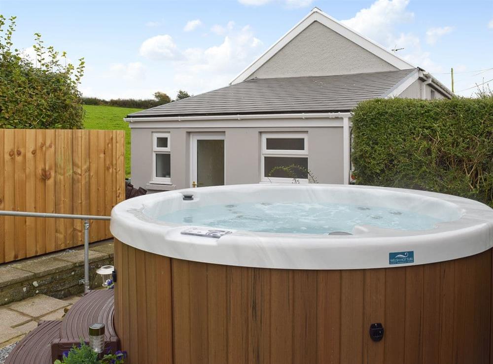 Hot tub at Ty Canol in Llansaint, near Kidwelly, Carmarthenshire, Dyfed