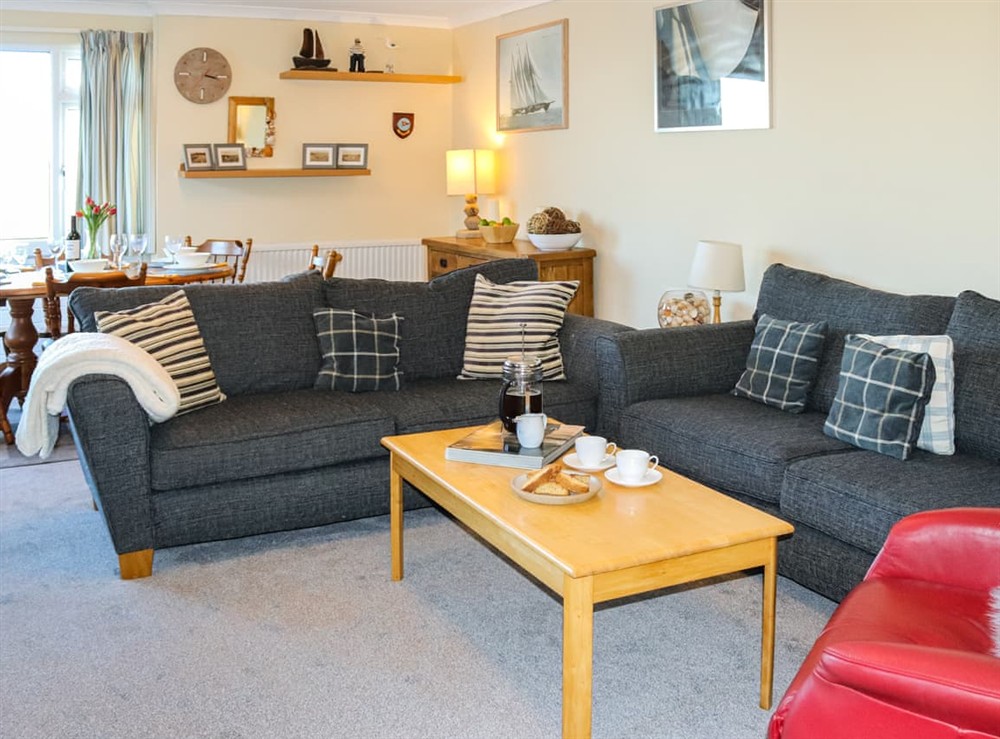 Open plan living space at Ty Carreg in Trearddur bay, Gwynedd