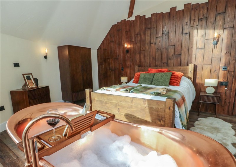 This is the bedroom at Ty Crwn - The Roundhouse, Near Lampeter