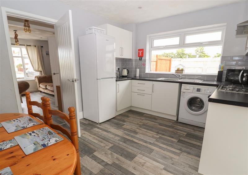 This is the kitchen at Ty Haf Summerhouse, Prestatyn