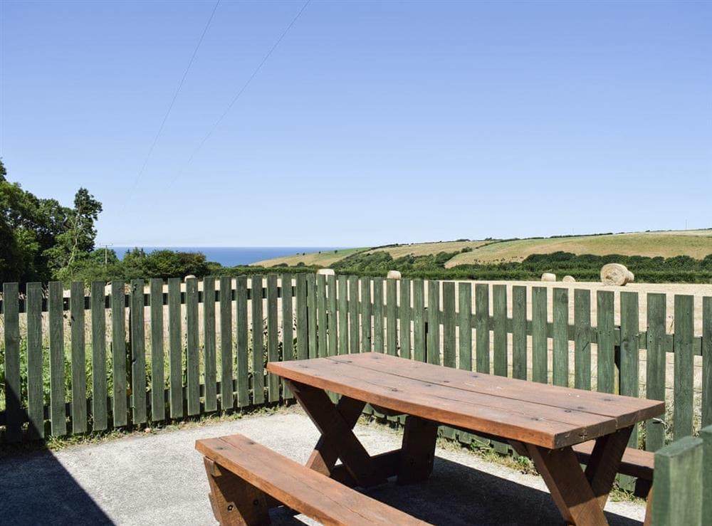 Sitting out area with great views at Ty Nant in Llanon, near Aberaeron, Cardigan/Ceredigion, Dyfed