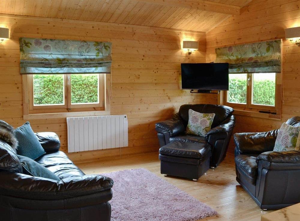 Delightful log cabin living space at Ty Pren in Dyffryn Ardudwy, near Barmouth, Gwynedd, Wales